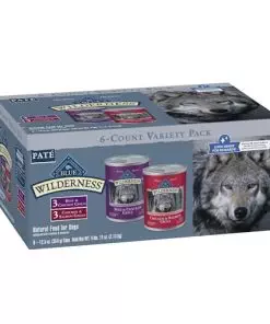 Blue Buffalo Wilderness High Protein Beef and Chicken & Salmon and Chicken Wet Dog Food Variety Pack for Adult Dogs, Grain-Free, 12.5 oz. Cans (6 Pack)