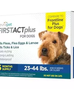FirstAct Plus Flea and Tick Prevention for Medium Dogs 23-44 lbs, 6 Monthly Treatments, Topical Drops