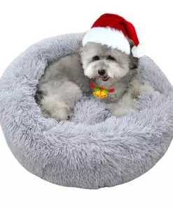 Aalklia Dog Bed Plush Anti-Anxiety Indoor Washable,Soft,Calming Sleep Cuddler with Anti-Slip Bottom,20″,Grey
