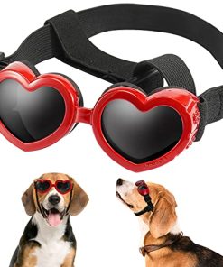 APOSU Dog Sunglasses Small Breed Goggles UV Protection with Adjustable Strap Doggy Heart Shape Anti-Fog Sunglasses Eye Wear Protection for Puppy Sun Glasses Doggie Windproof Glasses