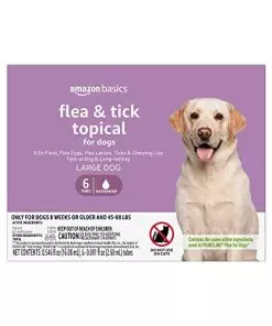Amazon Basics Flea and Tick Topical Treatment for Large Dogs (45-88 lbs), 6 Count (Previously Solimo)