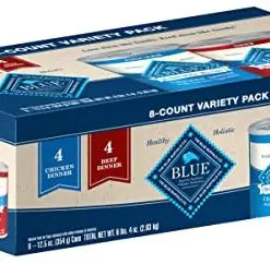 Blue Buffalo Homestyle Recipe Natural Adult Wet Dog Food Variety Pack, Chicken & Beef 12.5-Oz Can (8 Count- 4 Of Each Flavor)