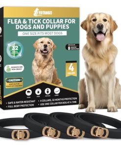 YOTANGO 4 Pack Flea Collar for Dogs, 32 Months Flea and Tick Prevention for Dogs, Waterproof Dog Flea Collar, Dog Flea and Tick Treatment, Adjustable Flea and Tick Collar for Dogs Puppy-Black