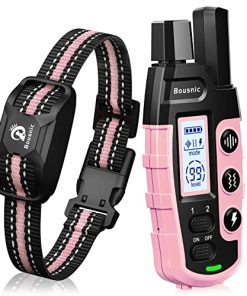 Bousnic Dog Shock Collar – 3300Ft Dog Training Collar with Remote for 5-120lbs Small Medium Large Dogs Rechargeable Waterproof e Collar with Beep (1-8), Vibration(1-16), Safe Shock(1-99) Modes