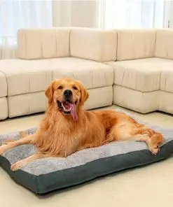 Platform Dog Bed for Large Dogs – Plush Mattress Orthopedic Joint Relief – Machine Washable with Removable Cover and Water-Resistant Lining Anti-Slip Pet Bed Mat