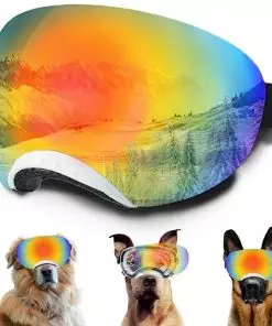 Dog Goggles, Dog Sunglasses Magnetic Reflective Colored Lens,Goggles with Adjustable Strap for Medium-Large Size Dogs(White Frame)