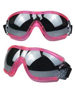 SANPLMG Dog Soft Sunglasses,Pet Goggles,Flexible Frame,Wind Proof,Dust Proof,Eye Protection,with Adjustable Straps,for Medium Dogs,for Long Snout Dogs Cycling,Ski,Motorcycle(1pack) (Pink/Dark Gray)