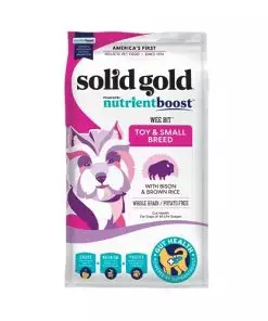Solid Gold Small Breed Dog Food – Nutrientboost Wee Bit Whole Grain Made w/Real Bison, Brown Rice, & Pearled Barley – High Fiber, Probiotic Dry Dog Food for Dogs with Sensitive Stomachs – 11 LB