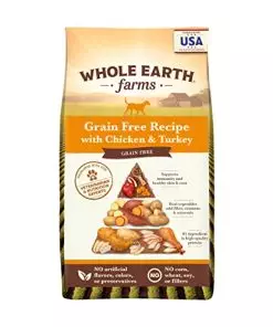 Whole Earth Farms Natural Grain Free Dry Kibble, Wholesome And Healthy Dog Food, Chicken And Turkey Recipe