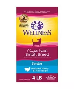 Wellness Complete Health Small Breed Dry Dog Food with Grains, Natural Ingredients, Made in USA with Real Turkey, For Dogs Up to 25 lbs. (Senior, Turkey & Peas, 4-Pound Bag)