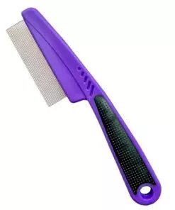 Yumflan Flea Comb with Rubber Handle, Flea and Tick Comb for Dogs & Cats, Fine Tooth Dog Comb for Grooming (Purple)