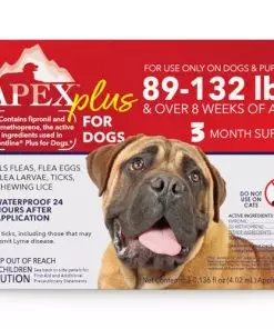 Apex Plus Flea Treatment for Dogs, X-Large Dogs (89-132 lbs) — Dog Flea, Tick, Flea Eggs, Flea Larvae, and Chewing Lice Prevention Medicine for 30-Days — 3-Month Supply
