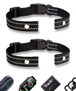 Collar Replacement Strap (2 Pack), Reflective Replacement Nylon Collar Strap Dog GPS Training Bark Receiver Collars, Durable Adjustable E Collar Straps for Small Medium Large XLarge Dogs (Black)