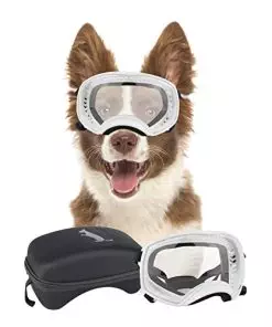 PETLESO Dog Goggles Large Breed, Dog Sunglasses for Large Dog Clear Goggles Eye Protection for Medium Dog Outdoor, Clear White