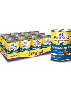Wellness Thick & Chunky Natural Canned Dog Food, Venison & Salmon Stew, 12.5-Ounce Can (Pack of 12)