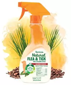 TropiClean Natural Flea and Tick Spray for Dogs & Bedding | Maximum Strength Flea Spray for Home | Family Friendly & Safe | Made in the USA | 16 oz.