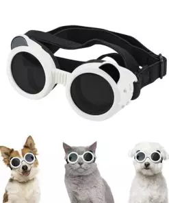 Enjoying Small Dog Goggles Panda Style UV Lens Doggy Sunglasses for Small Dogs Eye Protection Cat Glasses Antifogging Windproof Snowproof, White