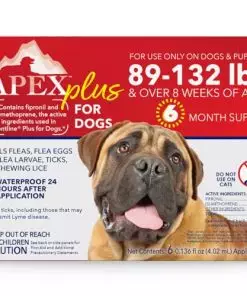 Apex Plus Flea Treatment for Dogs, X-Large Dogs (89-132 lbs) — Dog Flea, Tick, Flea Eggs, Flea Larvae, and Chewing Lice Prevention Medicine for 30-Days — 6-Month Supply