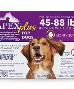 Apex Plus Flea Treatment for Dogs, Large Dogs (45-88 lbs) — Dog Flea, Tick, Flea Eggs, Flea Larvae, and Chewing Lice Prevention Medicine for 30-Days — 6-Month Supply