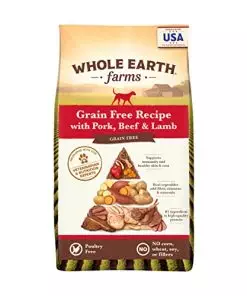 Whole Earth Farms Natural Grain Free Dry Kibble, Wholesome And Healthy Dog Food, Pork, Beef, And Lamb Recipe – 25 LB Bag