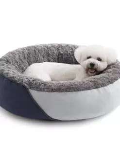 SHU UFANRO Calming Dog Beds for Small Medium Dogs and Cats, Round Dog Cuddler Cozy Bed, Washable Fluffy Plush Pet Bed with Waterproof Bottom (23″x 23″x 8″)