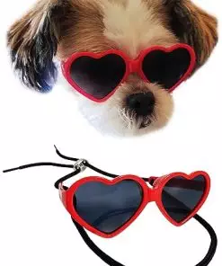 G027 Dog Cat Pet Heart Sunglasses Glasses for Small Breed up to 15lbs (Red)