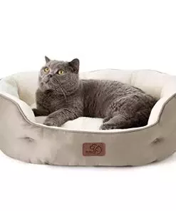 Bedsure Dog Beds for Small Dogs – Round Cat Beds for Indoor Cats, Washable Pet Bed for Puppy and Kitten with Slip-Resistant Bottom, 25 Inches, Taupe