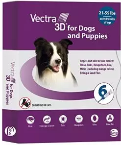 Vectra 3D for Dogs Flea, Tick & Mosquito Treatment & Prevention for Medium Dogs (21 – 55 lbs), 6 Month Supply