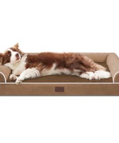 WESTERN HOME Orthopedic Dog Beds for Large Dogs, Foam Pet Sofa with Waterproof Lining, Removable Washable Cover and Nonskid Bottom, Dog Couch Bed for Comfortable Sleep,Brown Coffee