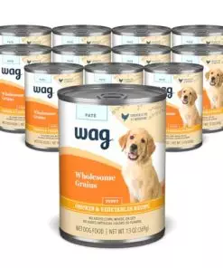 Wag Wholesome Grains Puppy Pate Canned Dog Food, Chicken & Vegetables Recipe, 13oz (Pack of 12)