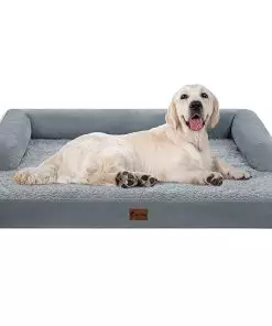 Casa Paw Orthopedic Dog Beds for Extra Large Dogs, Waterproof XLarge, Memory Foam Couch , Comfy Bolster Pet Bed with Removable Washable Cover, Nonskid Bottom (X-Large, Grey)