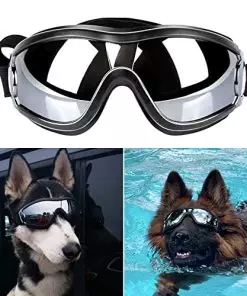 PEDOMUS Dog Sunglasses Dog Goggles Adjustable Strap for Travel Skiing and Anti-Fog Dog Snow Goggles Pet Goggles for Medium to Large Dog Black